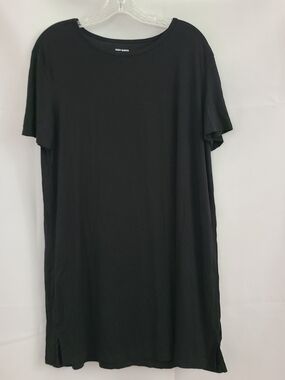 Cozy Earth Sz M Black Minimalist Lightweight Stretchy Bamboo Blend T Shirt Dress
